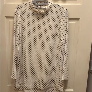 H&M Cream and Black Polka Dot Turtleneck Top